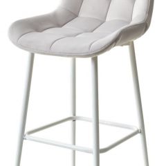 Барный стул ХОФМАН, цвет H-09 Светло-серый, велюр / белый каркас М-City в Тюмени - tumen.mebel24.online | фото