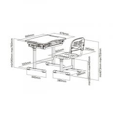 Парта-трансформер + стул PICCOLINO Grey в Тюмени - tumen.mebel24.online | фото 6