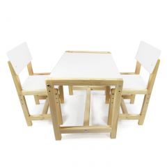 Детский растущий комплект стол и два стула  Я САМ "Лофт" (Белый, Сосна) в Тюмени - tumen.mebel24.online | фото