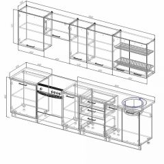 Кухонный гарнитур Антрацит 3000 (Стол. 26мм) в Тюмени - tumen.mebel24.online | фото 2