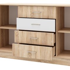 БЕАТРИС Комод К1400 (Дуб Сонома/Белый глянец) в Тюмени - tumen.mebel24.online | фото 2