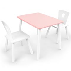Комплект детской мебели стол и два стула Корона  (Розовый/Белый/Белый) в Тюмени - tumen.mebel24.online | фото 1