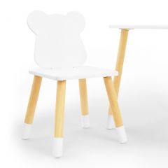 Комплект детской мебели стол и два стула Мишутка (Белый/Белый/Береза) в Тюмени - tumen.mebel24.online | фото