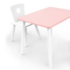 Комплект детской мебели стол и стул Корона (Розовый/Белый/Белый) в Тюмени - tumen.mebel24.online | фото