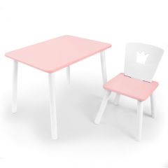 Комплект детской мебели стол и стул Корона (Розовый/Розовый/Белый) в Тюмени - tumen.mebel24.online | фото