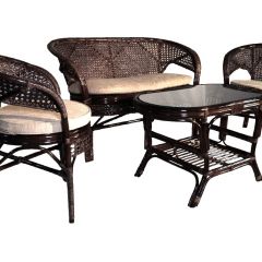 Комплект Пеланги 02/15 с 2-х местным диваном и овальным столом (Темно-коричневый) в Тюмени - tumen.mebel24.online | фото 1