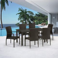 Комплект плетеной мебели T256A/YC379A-W53 Brown (6+1) + подушкина стульях в Тюмени - tumen.mebel24.online | фото