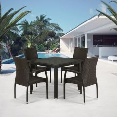 Комплект плетеной мебели T257A/YC379A-W53 Brown (4+1) + подушки на стульях в Тюмени - tumen.mebel24.online | фото