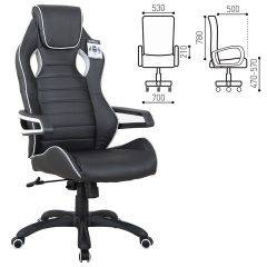 Кресло компьютерное BRABIX Techno Pro GM-003 (экокожа черное/серое, вставки серые) 531814 в Тюмени - tumen.mebel24.online | фото