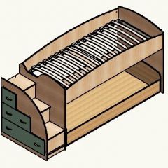 Кровать-чердак "Дюймовочка-4.2"  Дуб молочный/Оранжевый в Тюмени - tumen.mebel24.online | фото 4