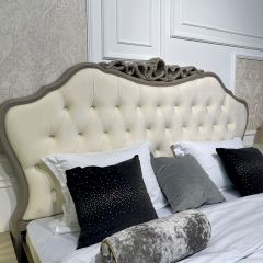 Кровать Мокко 1600 с мягким изголовьем + основание (серый камень) в Тюмени - tumen.mebel24.online | фото 2
