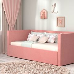 Кровать с ПМ (арт.030) (с/м 900*2000мм) (б/матр), ткань розовая в Тюмени - tumen.mebel24.online | фото