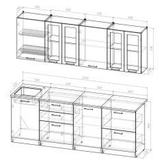 Кухонный гарнитур Лоретта компакт 2200 мм в Тюмени - tumen.mebel24.online | фото 2