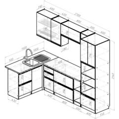 Кухонный гарнитур Ноктюрн мега прайм 1500х2700 мм в Тюмени - tumen.mebel24.online | фото 2