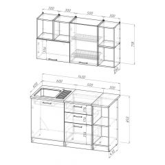 Кухонный гарнитур Ольга медиум 3 1400 мм в Тюмени - tumen.mebel24.online | фото 2