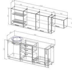 Кухонный гарнитур Вегас 2550 (Стол. 26мм) в Тюмени - tumen.mebel24.online | фото 2