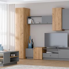 Модульная гостиная Квадро (ЛДСП дуб крафт золотой) в Тюмени - tumen.mebel24.online | фото