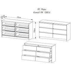 МОРИ МК 1380.6 Комод (графит) в Тюмени - tumen.mebel24.online | фото 3