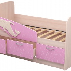 Кровать Дельфин 1,6 (Дуб молочный/фасад - Ламарти розовый) в Тюмени - tumen.mebel24.online | фото