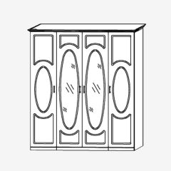 Прованс-2 Шкаф 4-х дверный с 2 зеркалами (Итальянский орех/Груша с платиной черной) в Тюмени - tumen.mebel24.online | фото