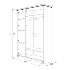 Шкаф 3-х дверный Ольга-1Н для одежды и белья в Тюмени - tumen.mebel24.online | фото 2