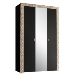 Шкаф 3-х дв.Тиффани Premium черная/золото (ТФШ1/3(П) в Тюмени - tumen.mebel24.online | фото