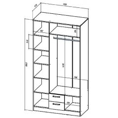 КОСТА-РИКА Шкаф 3-х створчатый (шимо светлый/шимо темный) в Тюмени - tumen.mebel24.online | фото 2