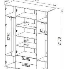 Шкаф 4-х дверный с ящиками М-1 Серия Вега в Тюмени - tumen.mebel24.online | фото 3