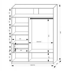 Шкаф-купе 1500 серии NEW CLASSIC K2+K2+B2+PL2(2 ящика+1 штанга+1 полка) профиль «Капучино» в Тюмени - tumen.mebel24.online | фото 3