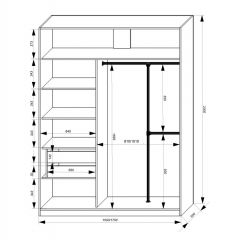 Шкаф-купе 1500 серии NEW CLASSIC K4+K4+B2+PL4 (2 ящика+F обр. штанга) профиль «Капучино» в Тюмени - tumen.mebel24.online | фото 3