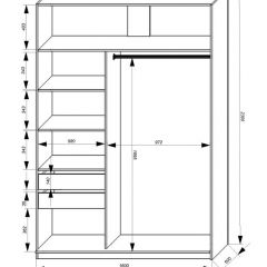 Шкаф-купе 1600 серии SOFT D1+D3+B2+PL1 (2 ящика+1штанга) профиль «Графит» в Тюмени - tumen.mebel24.online | фото 4