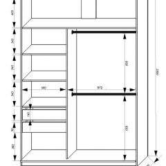 Шкаф-купе 1600 серии SOFT D8+D2+B2+PL4 (2 ящика+F обр.штанга) профиль «Графит» в Тюмени - tumen.mebel24.online | фото 2