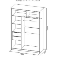 Шкаф-купе №19 Серия 3 Квадро (1500) Ясень Анкор светлый в Тюмени - tumen.mebel24.online | фото 4