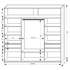 Шкаф-купе 2100 серии SOFT D2+D7+D3+B22+PL2 (по 2 ящика лев/прав+1штанга+1полка) профиль «Графит» в Тюмени - tumen.mebel24.online | фото 3