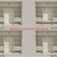 Шкаф-купе 2100 серии SOFT D5+D5+D5+B22+PL4 (по 2 ящика лев/прав+2штанги) профиль «Графит» в Тюмени - tumen.mebel24.online | фото 4