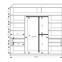 Шкаф-купе 2150 серии NEW CLASSIC K4+K4+K4+B22+PL4(по 2 ящика лев/прав+F обр.штанга) профиль «Капучино» в Тюмени - tumen.mebel24.online | фото 3