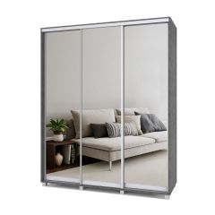 РОЛАНД Шкаф-купе с зеркалами Камень темный (450*1800) Р483 в Тюмени - tumen.mebel24.online | фото