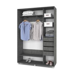 РОЛАНД Шкаф-купе с зеркалом Камень темный (450*1600) Р462 в Тюмени - tumen.mebel24.online | фото 5