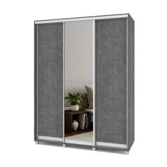 РОЛАНД Шкаф-купе с зеркалом Камень темный (450*1700) Р472 в Тюмени - tumen.mebel24.online | фото