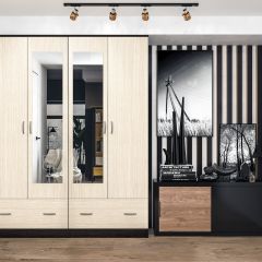 Шкаф Ронда ШК-4 с зеркалом (венге/беленый дуб) в Тюмени - tumen.mebel24.online | фото 3
