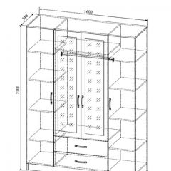 СОФИ СШК1600.1Шкаф 4-х ств с2мя зерк, 2 ящиками в Тюмени - tumen.mebel24.online | фото 2