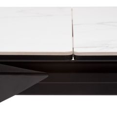 Стол CREMONA 140 HIGH GLOSS STATUARIO Белый мрамор глянцевый, керамика/ черный каркас, ®DISAUR в Тюмени - tumen.mebel24.online | фото 6