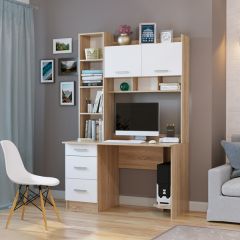 Стол компьютерный ПКС-5 Дуб сонома/Белый глянец в Тюмени - tumen.mebel24.online | фото