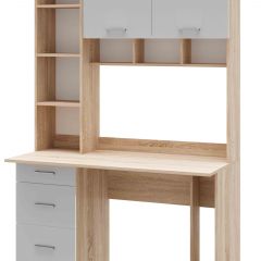 Стол компьютерный ПКС-5 Дуб сонома/Белый глянец в Тюмени - tumen.mebel24.online | фото 2