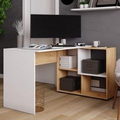 Стол компьютерный угловой СКМУ-4 Белый/Дуб крафт золотой в Тюмени - tumen.mebel24.online | фото