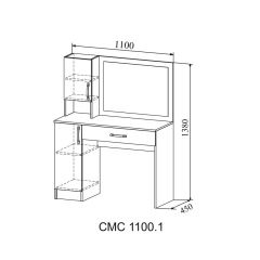 СОФИ Стол макияжный СМС 1100.1 с зеркалом (дуб сонома/белый) в Тюмени - tumen.mebel24.online | фото 2