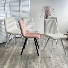 Стул ELVIS WZ2042-18 белая галька фактурный велюр / белый каркас М-City в Тюмени - tumen.mebel24.online | фото 2