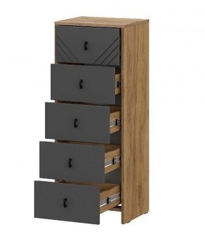БАЙКАЛ Комод (5 ящиков) Графит/Дуб золотой в Тюмени - tumen.mebel24.online | фото 2