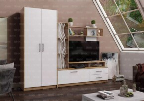 ДАРЬЯ Гостиная (Дуб вотан/Белый глянец) модульная в Тюмени - tumen.mebel24.online | фото 2