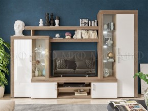 СТАС Гостиная (МДФ) Белый глянец/дуб сонома в Тюмени - tumen.mebel24.online | фото 3